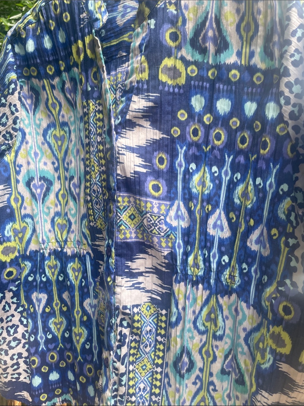 LEMON GRASS WOMAN 2X Blue and Green Button Down Blouse Preworn Great Condition - Picture 3 of 15